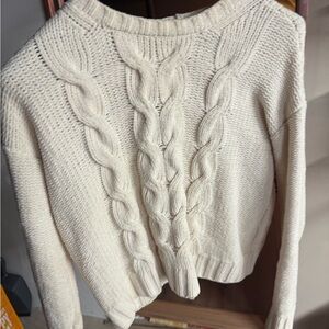 American Eagle Outfitters Cream Cable Knit Sweater